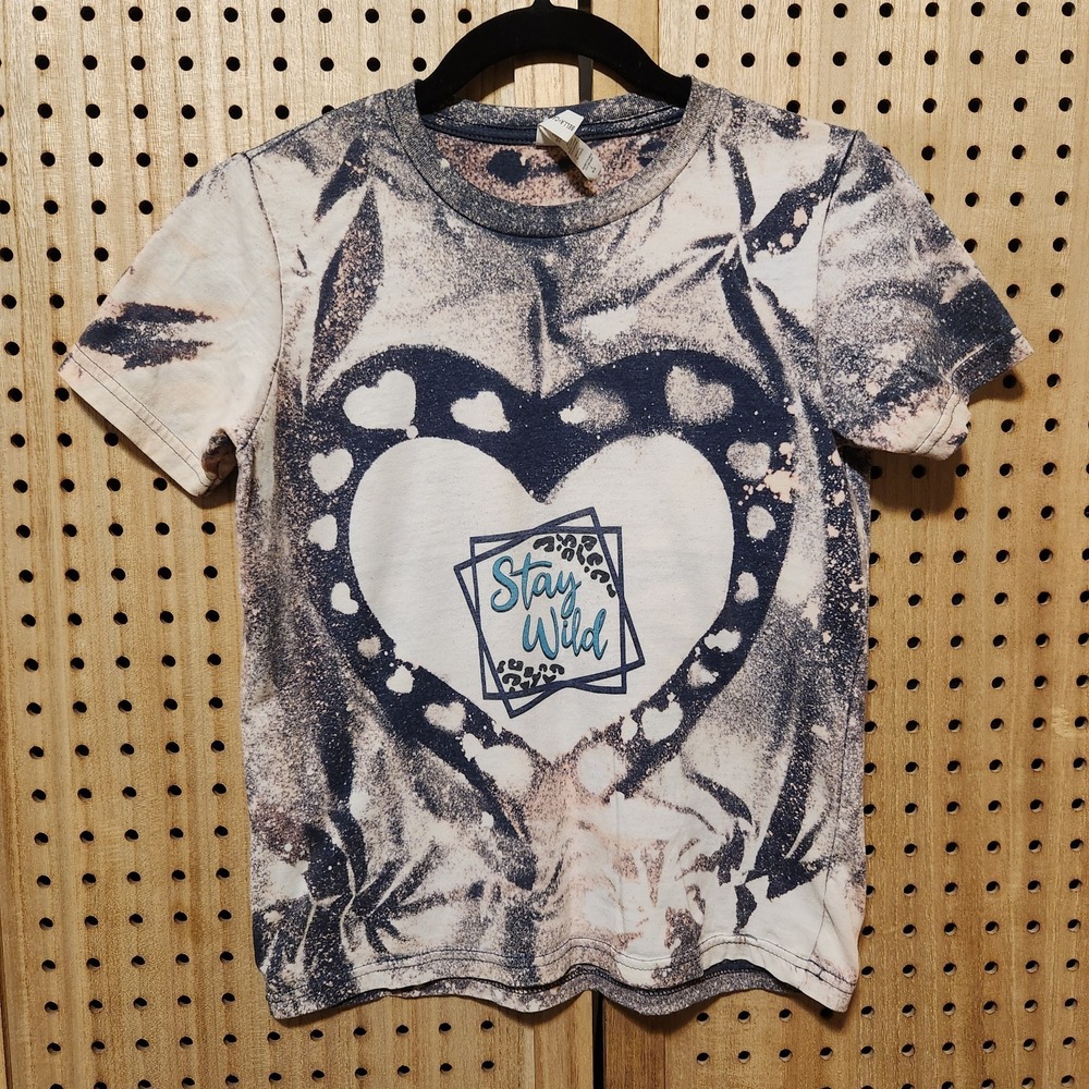 Stay Wild Tie Dye TShirt Girls Large 14 16 Bella Canvas Heart Country Cheetah